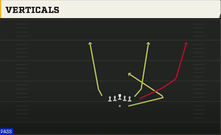 Kansas Offense Wildcat Wing Flex Verticals play diagram