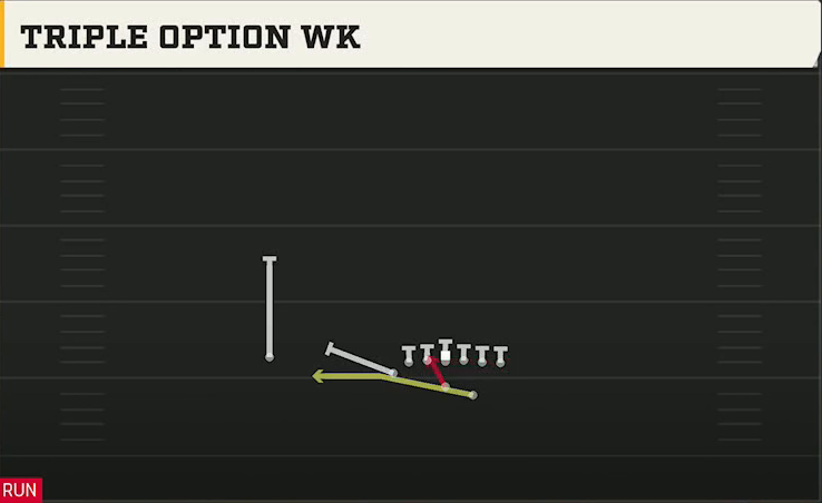 Option (Alternate Offense) Wingbone Split Wing X Triple Option Wk play diagram