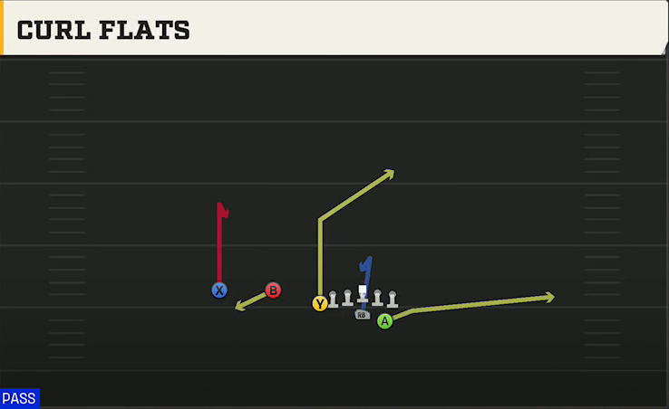 Air Force Offense Wingbone Trips Over Curl Flats play diagram